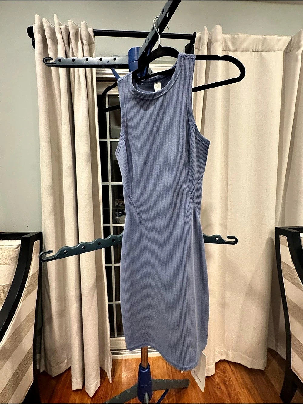 lululemon Ribbed Softstreme Slim-Fit Tank Dress Ribbed Tank Midi Dress Blue Size